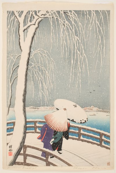 The Willow Bridge by Ohara Koson